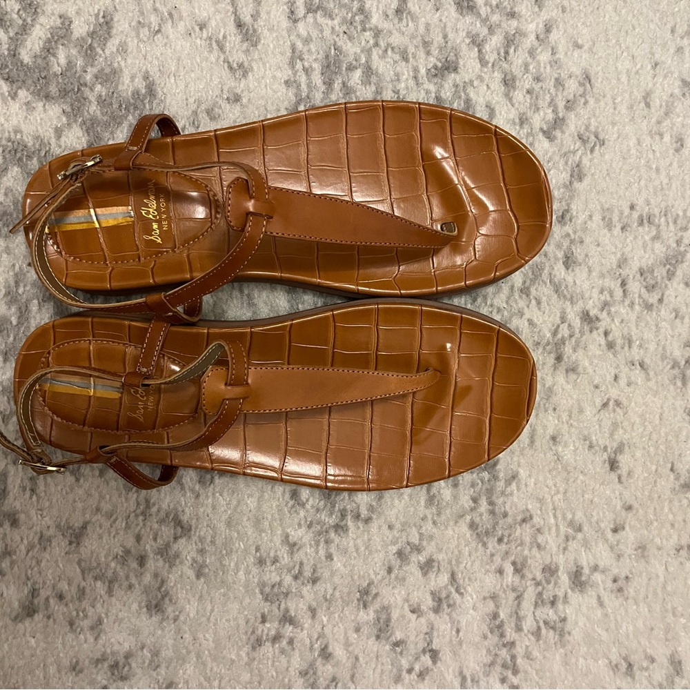 Sam Edelman Tan Croc-Pattern Sandals